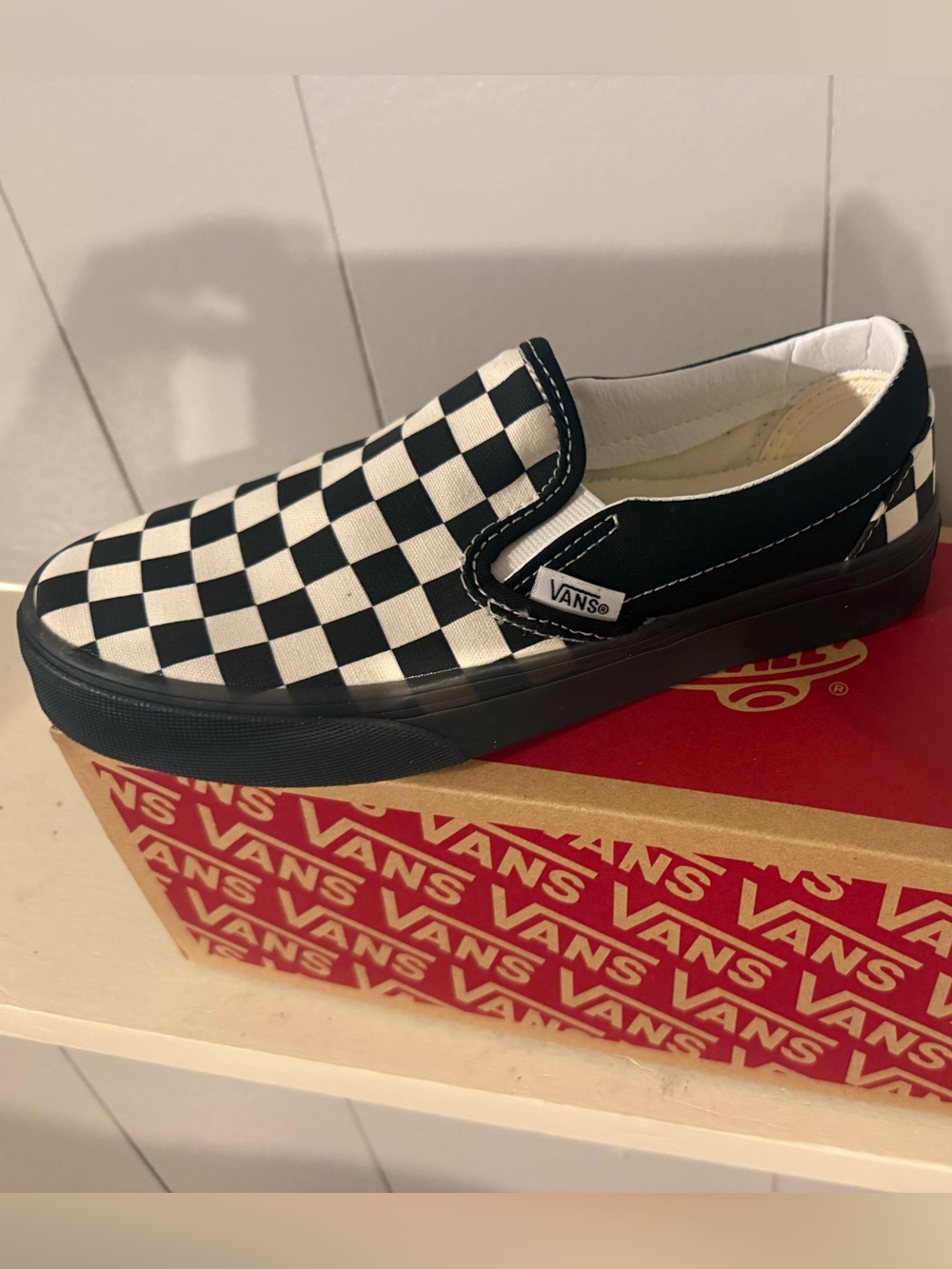 Vans Checkerboard Classic Slip-On - White & Black New M4.5 W6.0
